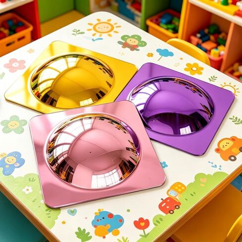 6 Pcs Sensory Wall Mirror Acrylic Bubble Mirror 10 x 10 Inch Mirror Wall Decoration for Kids Classroom (Bright) in Kuwait