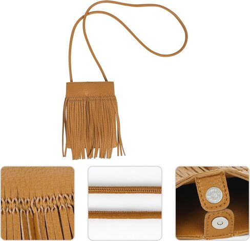 Reberomantic Women's Mini Fringed Crossbody Shoulder Bag Leather Cellphone Bag Tassel Wallet Purse in Saudi Arabia
