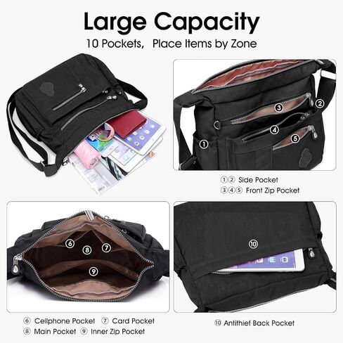 Coolymee Crossbody Bag for Women Casual Nylon Waterproof Shoulder Purse Messenger Bag Lightweight Handbag Travel in Saudi Arabia