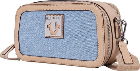 True Religion Horseshoe Plaque Crossbody Camera Bag, Stylish Small Travel Purse for Women, Denim in Kuwait