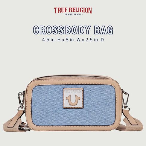 True Religion Horseshoe Plaque Crossbody Camera Bag, Stylish Small Travel Purse for Women, Denim in Kuwait