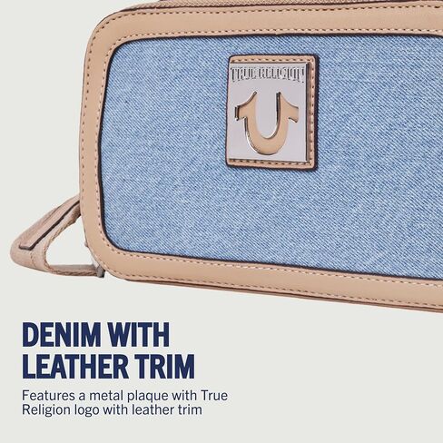 True Religion Horseshoe Plaque Crossbody Camera Bag, Stylish Small Travel Purse for Women, Denim in Kuwait