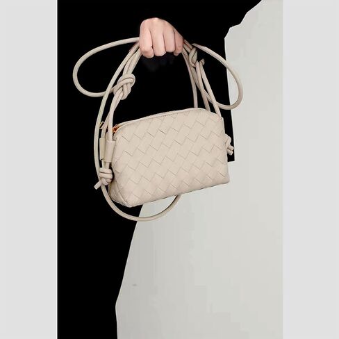 Woven Purse Crossbody Bag for Women, Leather Small Evening Purses with Zipper Closure, Adjustable Shoulder Strap Shoulderbag (Rose) in Saudi Arabia