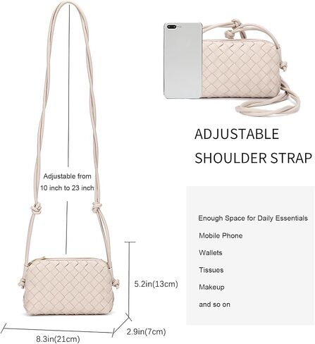 Woven Purse Crossbody Bag for Women, Leather Small Evening Purses with Zipper Closure, Adjustable Shoulder Strap Shoulderbag (Rose) in Saudi Arabia