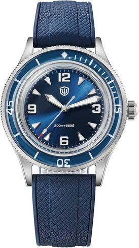 TACTICAL FROG Watchdives WD50Q WD50-Fathoms 38mm Mens Dive Watch with Japanese VH31 Sweep Quartz, Sapphire Crystal 300M Water Resistant, Vintage Style FKM Rubber Strap Analog Wristwatch in Saudi Arabia