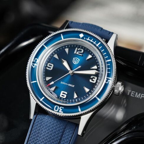 TACTICAL FROG Watchdives WD50Q WD50-Fathoms 38mm Mens Dive Watch with Japanese VH31 Sweep Quartz, Sapphire Crystal 300M Water Resistant, Vintage Style FKM Rubber Strap Analog Wristwatch in Saudi Arabia