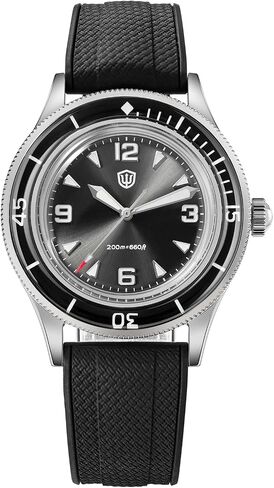 TACTICAL FROG Watchdives WD50Q WD50-Fathoms 38mm Mens Dive Watch with Japanese VH31 Sweep Quartz, Sapphire Crystal 300M Water Resistant, Vintage Style FKM Rubber Strap Analog Wristwatch in Saudi Arabia