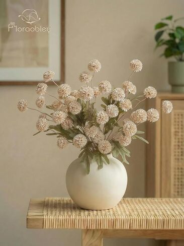 9pcs Beige Fake Flowers Silk Mini Mums with Stems, Faux Chrysanthemum Pompon Balls Artificial Flower Bulk for DIY Wedding Centerpieces, Vase Fillers, Table Floral Arrangements & Home Decor in Kuwait