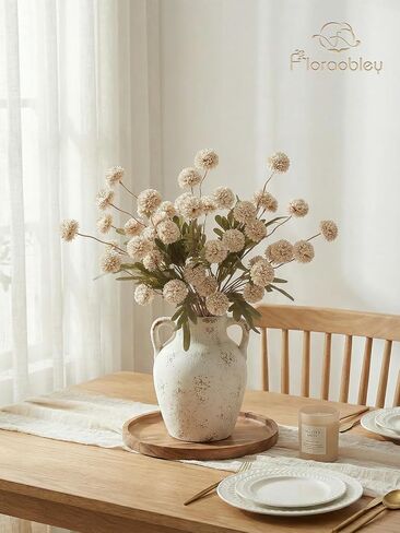 9pcs Beige Fake Flowers Silk Mini Mums with Stems, Faux Chrysanthemum Pompon Balls Artificial Flower Bulk for DIY Wedding Centerpieces, Vase Fillers, Table Floral Arrangements & Home Decor in Kuwait