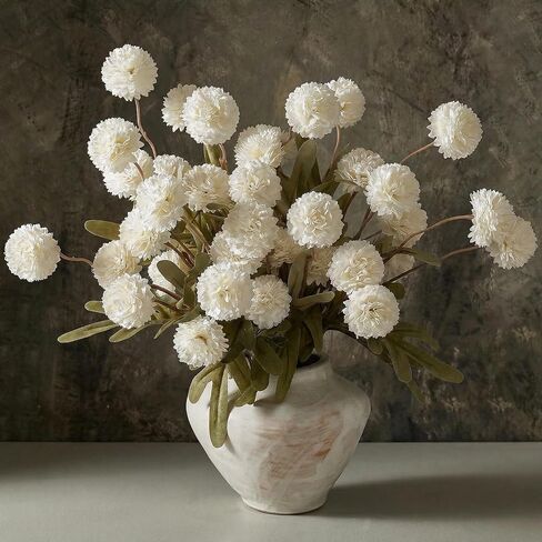 9pcs Beige Fake Flowers Silk Mini Mums with Stems, Faux Chrysanthemum Pompon Balls Artificial Flower Bulk for DIY Wedding Centerpieces, Vase Fillers, Table Floral Arrangements & Home Decor in Kuwait