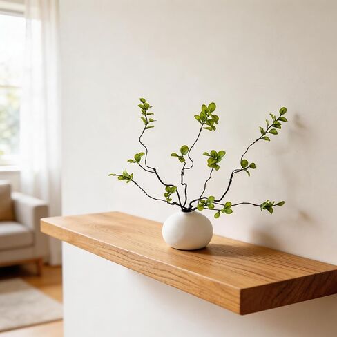 White Ceramic Vase with 3 Pcs Faux Greenery Stems, 5.12" W × 4.33" H Ceramic Vase with 22.83" Bendable Artificial Green Branches, Realistic Fake Plants for Living Room Bedroom Office in Saudi Arabia