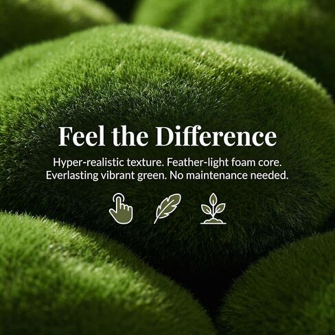20 Pcs Artificial Moss Rocks, Faux Green Moss Balls for Fairy Garden & Terrarium Decor, Realistic Fuzzy Fake Stones for Vase Fillers, Crafts, Centerpieces & Potted Plants (Mixed Sizes) in Saudi Arabia