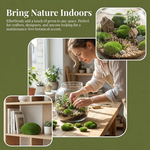 20 Pcs Artificial Moss Rocks, Faux Green Moss Balls for Fairy Garden & Terrarium Decor, Realistic Fuzzy Fake Stones for Vase Fillers, Crafts, Centerpieces & Potted Plants (Mixed Sizes) in Saudi Arabia