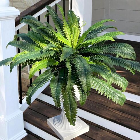Artificial Boston Ferns Fake Plants for Outdoors UV Resistant Realistic, Faux Look Real Large Greenery Bushes Shrubs for Outside Porch Planters Patio Summer Spring Decor, Set of 2 in Saudi Arabia
