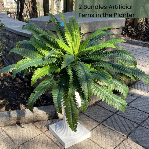 Artificial Boston Ferns Fake Plants for Outdoors UV Resistant Realistic, Faux Look Real Large Greenery Bushes Shrubs for Outside Porch Planters Patio Summer Spring Decor, Set of 2 in Saudi Arabia