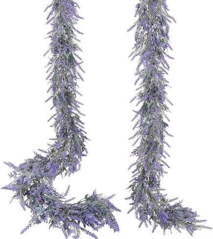 Zythrem 6.2Ft Artificial Lavender Garland Purple Lavender Flower Vine Spring Garland for Mantle Decorating All Year Round Farmhouse Wedding Arch Home Decor Porch Decorations in Saudi Arabia