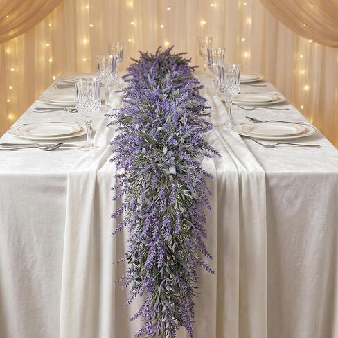 Zythrem 6.2Ft Artificial Lavender Garland Purple Lavender Flower Vine Spring Garland for Mantle Decorating All Year Round Farmhouse Wedding Arch Home Decor Porch Decorations in Saudi Arabia
