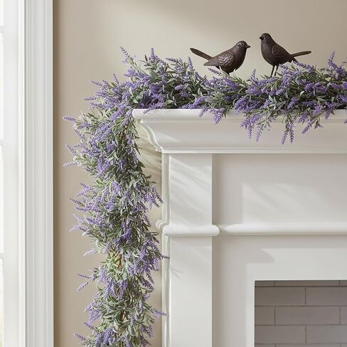 Zythrem 6.2Ft Artificial Lavender Garland Purple Lavender Flower Vine Spring Garland for Mantle Decorating All Year Round Farmhouse Wedding Arch Home Decor Porch Decorations in Saudi Arabia