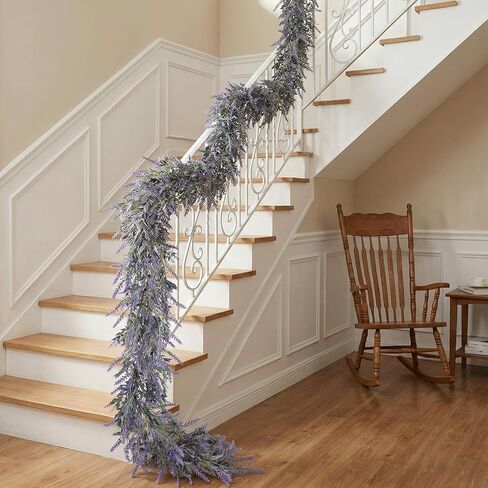 Zythrem 6.2Ft Artificial Lavender Garland Purple Lavender Flower Vine Spring Garland for Mantle Decorating All Year Round Farmhouse Wedding Arch Home Decor Porch Decorations in Saudi Arabia