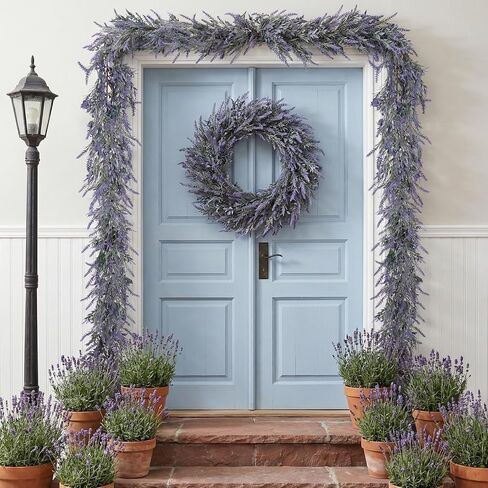 Zythrem 6.2Ft Artificial Lavender Garland Purple Lavender Flower Vine Spring Garland for Mantle Decorating All Year Round Farmhouse Wedding Arch Home Decor Porch Decorations in Saudi Arabia