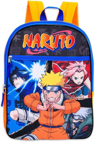 Naruto Backpack for Kids - Bundle with 16" Anime Backpack for Kids Plus Stickers, Water Bottle, More | Naruto School Bag Set for Boys in Kuwait