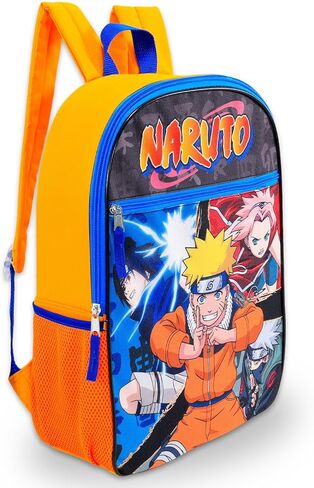 Naruto Backpack for Kids - Bundle with 16" Anime Backpack for Kids Plus Stickers, Water Bottle, More | Naruto School Bag Set for Boys in Kuwait