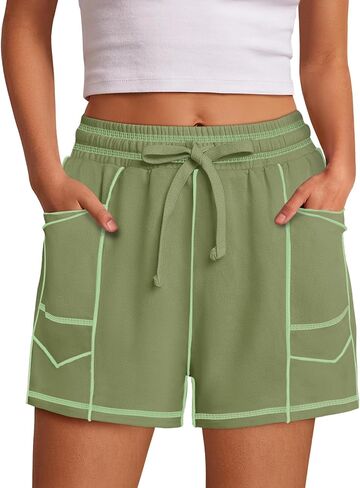 Panadila Baggy Sweat Shorts Womens Casual Terry Drawstring High Waisted Shorts with Pockets Summer Lounge SweatShorts in Saudi Arabia