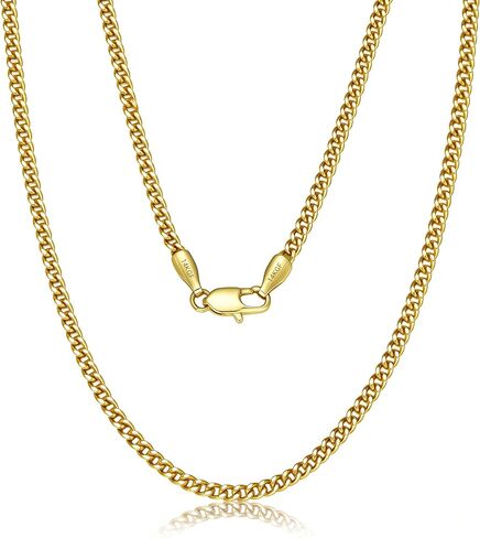 3mm 14K Gold Cuban Link Chain for Men & Women | Simple Non-tarnish Waterproof Unisex Gold Jewelry Gift Fade Resistant Lifetime Quality in Saudi Arabia