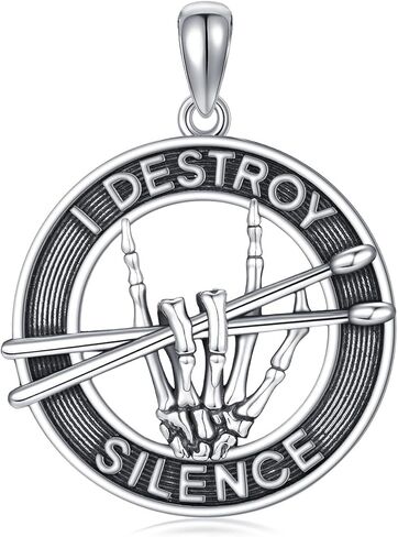YAFEINI Drummer Gifts for Men Sterling Silver Drummer Pendant Music Jewelry Gifts for Men Drummers in Kuwait