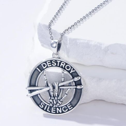 YAFEINI Drummer Gifts for Men Sterling Silver Drummer Pendant Music Jewelry Gifts for Men Drummers in Kuwait