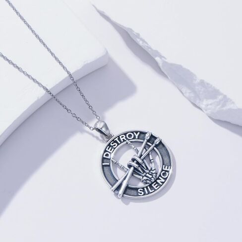 YAFEINI Drummer Gifts for Men Sterling Silver Drummer Pendant Music Jewelry Gifts for Men Drummers in Kuwait