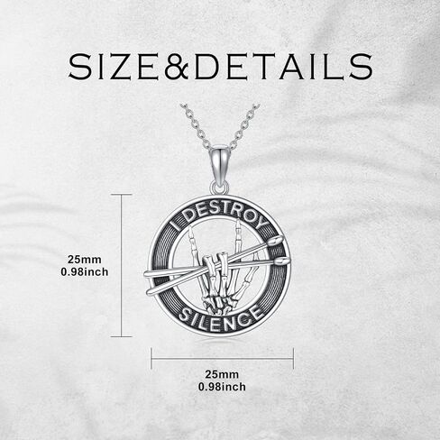 YAFEINI Drummer Gifts for Men Sterling Silver Drummer Pendant Music Jewelry Gifts for Men Drummers in Kuwait