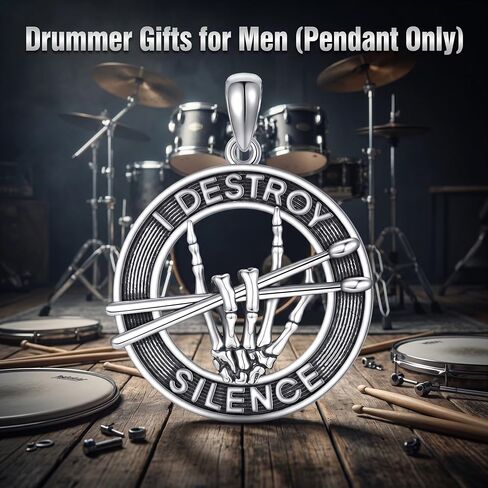 YAFEINI Drummer Gifts for Men Sterling Silver Drummer Pendant Music Jewelry Gifts for Men Drummers in Kuwait