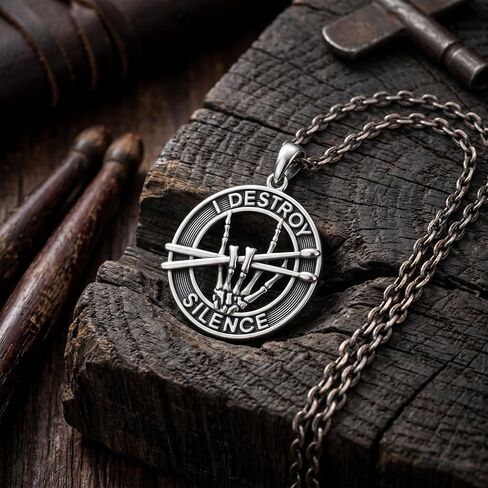YAFEINI Drummer Gifts for Men Sterling Silver Drummer Pendant Music Jewelry Gifts for Men Drummers in Kuwait