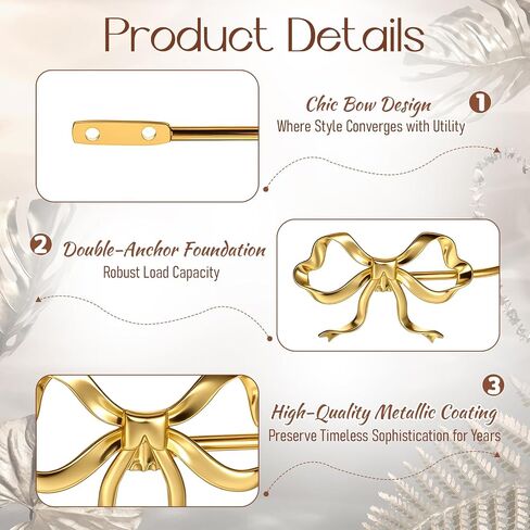 2 PCS Gold Bow Curtain Tiebacks, Gold Curtain Holdbacks Wall Mounted Curtains Tieback Decorative Hooks Curtains Holders with Screws for Living Room, Bedroom and Office in Saudi Arabia