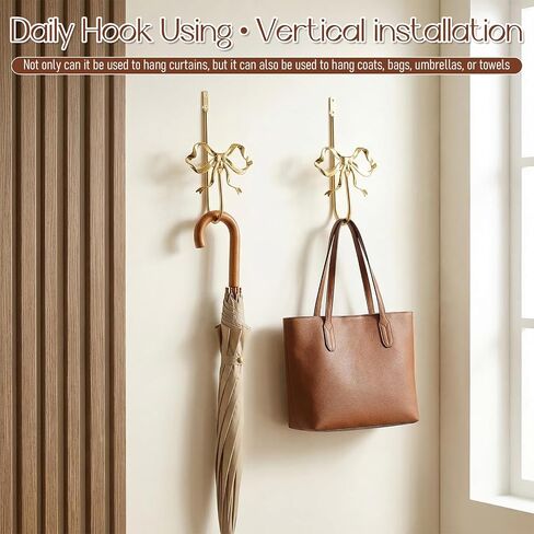 2 PCS Gold Bow Curtain Tiebacks, Gold Curtain Holdbacks Wall Mounted Curtains Tieback Decorative Hooks Curtains Holders with Screws for Living Room, Bedroom and Office in Saudi Arabia