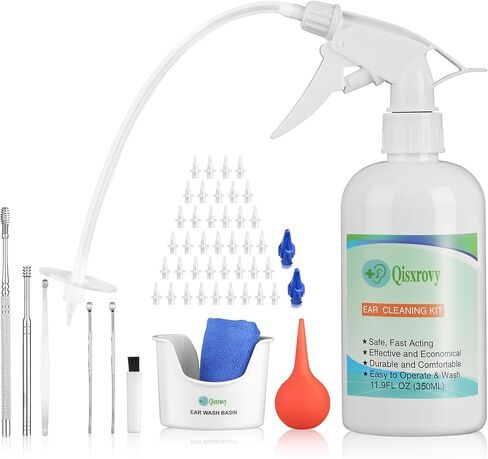 Ear Wax Removal Kit,Ear Irrigation Kit-Ear Cleaning Kit-Complete Ear Irrigation Flushing System w/Otoscope,Easy to Operate Ear Lavage Kit,Safe and Effective to Ear Flush Kit for adults of All Ages (flat bottle-new) in Kuwait