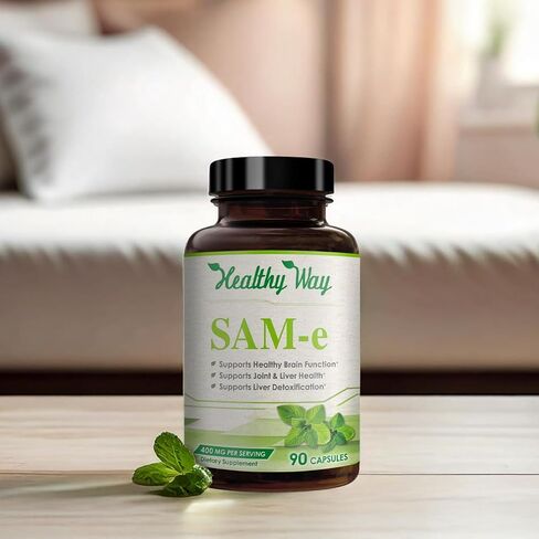 SAM-e 400mg Capsules - Easy Absorption SAM e Supplement 400mg from S-Adenosyl-Methionine for Brain Liver and Mood Support - Non-GMO Gluten Free & Made in cGMP Facility (90 Servings) in Saudi Arabia