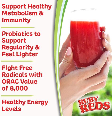New Vitality Ruby Reds | Delicious Reds Powder Fruit & Vegetable Supplement with Potent Vitamins, Minerals, Enzymes, Herbs, Nutrients and Probiotics for Overall Health 11 oz. (30 Servings) in Saudi Arabia