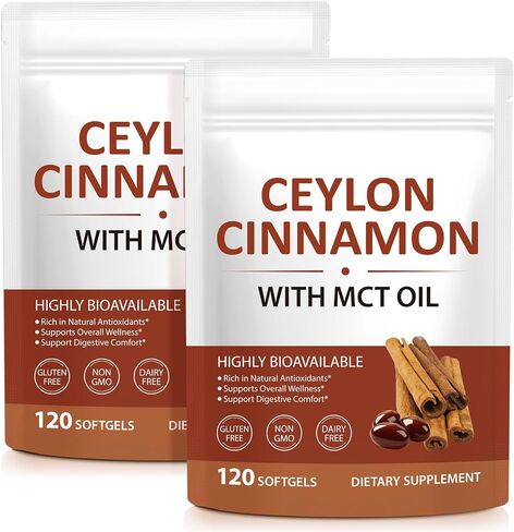 Ceylon Cinnamon SoftGels with MCT Oil – Non-GMO, Gluten-Free, 120 Softgels in Saudi Arabia