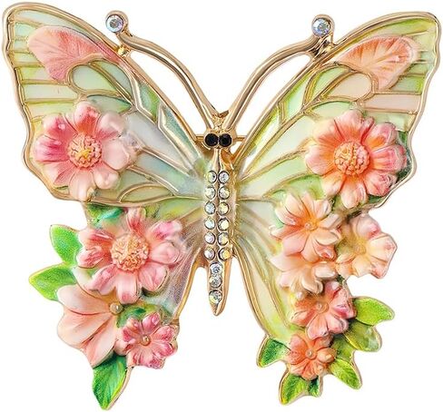 Vintage Butterfly Flower Colorful Enamel Brooch Lapel Pins Elegant Rhinestones Insect Brooches Pin for Suit Dresses Accessory Wedding Birthday Fashion Jewelry in Kuwait