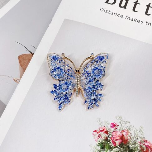 Vintage Butterfly Flower Colorful Enamel Brooch Lapel Pins Elegant Rhinestones Insect Brooches Pin for Suit Dresses Accessory Wedding Birthday Fashion Jewelry in Kuwait