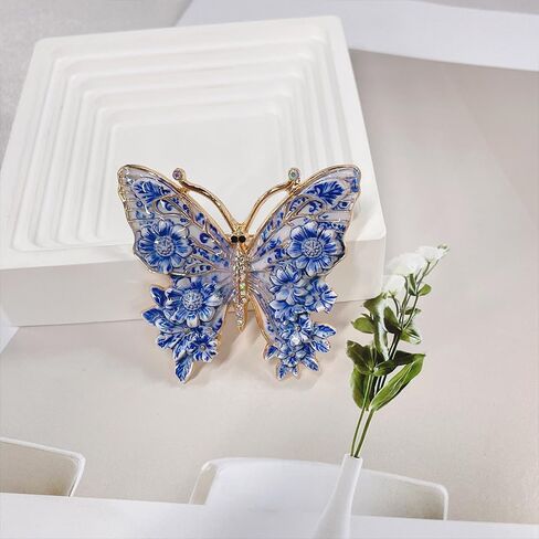 Vintage Butterfly Flower Colorful Enamel Brooch Lapel Pins Elegant Rhinestones Insect Brooches Pin for Suit Dresses Accessory Wedding Birthday Fashion Jewelry in Kuwait