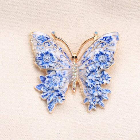 Vintage Butterfly Flower Colorful Enamel Brooch Lapel Pins Elegant Rhinestones Insect Brooches Pin for Suit Dresses Accessory Wedding Birthday Fashion Jewelry in Kuwait
