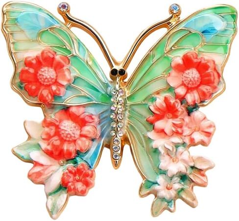 Vintage Butterfly Flower Colorful Enamel Brooch Lapel Pins Elegant Rhinestones Insect Brooches Pin for Suit Dresses Accessory Wedding Birthday Fashion Jewelry in Kuwait