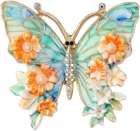 Vintage Butterfly Flower Colorful Enamel Brooch Lapel Pins Elegant Rhinestones Insect Brooches Pin for Suit Dresses Accessory Wedding Birthday Fashion Jewelry in Kuwait