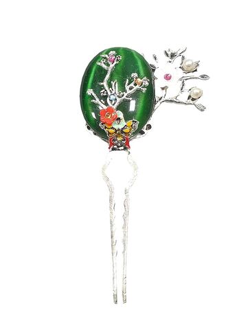 Hanbok Hair Pin binyeo Korea Traditional Girl Women Adorable Stick Accessory Sapphire Green Flower Medium in Saudi Arabia