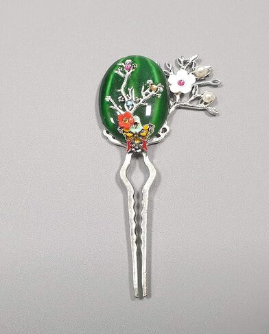 Hanbok Hair Pin binyeo Korea Traditional Girl Women Adorable Stick Accessory Sapphire Green Flower Medium in Saudi Arabia
