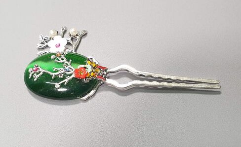 Hanbok Hair Pin binyeo Korea Traditional Girl Women Adorable Stick Accessory Sapphire Green Flower Medium in Saudi Arabia