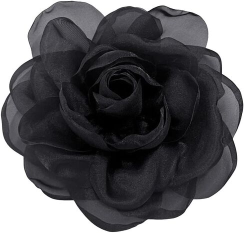 Dainty Organza Silk Rose Flower Extra Large Big Brooches for Women Men Elegant Fabric Floral Oversized Lapel Pins for Dress Suit Clothes Accessories Wedding Party Banquet Fashion Jewelry 180mm in Kuwait
